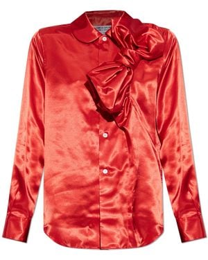 CDG by Comme des Garcons Satin Shirt With Decorative Bow - Red