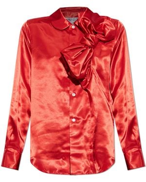 CDG by Comme des Garcons Satin Shirt With Decorative Bow - Red