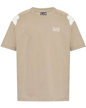 EA7 T-Shirt With Printed Logo - Natural
