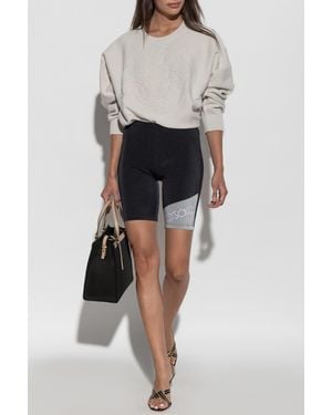 Versace Short Leggings With Logo - Black