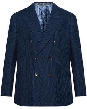Etro Cotton Blazer With Closed Lapels - Blue