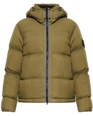 Stone Island Quilted Jacket With Hood - Green