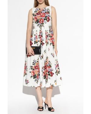 Dolce & Gabbana Cotton Dress With Floral Motif - Multicolor