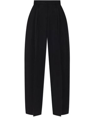 McQueen Wide-Leg Trousers With Pressed Creases - Black