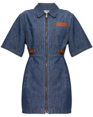 Fendi Short Dress With Pockets - Blue