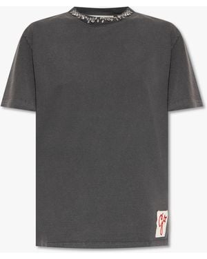 Golden Goose T-Shirt With Cabochon Crystals - Black