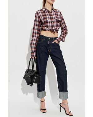 DSquared² Linen Shirt With A Check Pattern - Blue