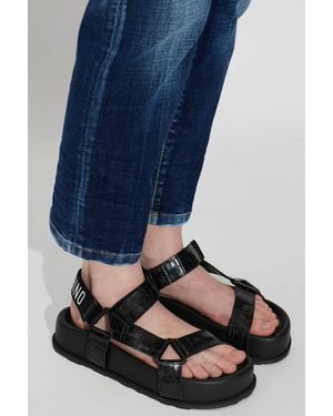 Moschino Leather Platform Sandals - Blue