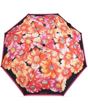 Moschino Folding Umbrella With Floral Motif - Pink