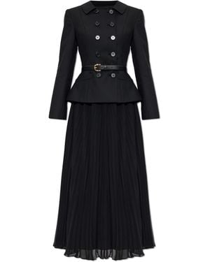 Self-Portrait Dress With A Pleated Skirt - Black