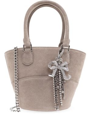 Self-Portrait Suede Handbag - Grey