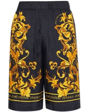Versace Jeans Couture Shorts With 'Barocco' Print - Black