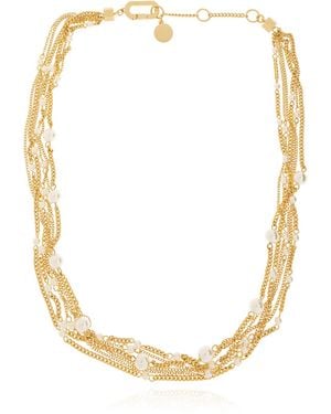 AllSaints Necklace With Glass Pearls - Metallic