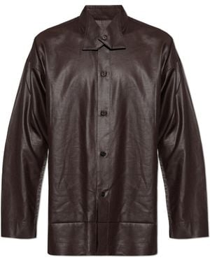Homme Plissé Issey Miyake Shirt With Decorative Collar - Brown