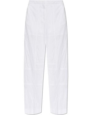 Jil Sander Cotton Trousers With Side Slits - White
