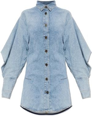 The Attico Denim Dress With Pockets - Blue