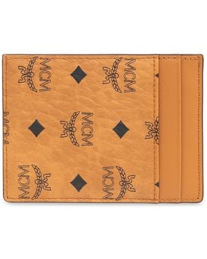 MCM Card Holder With Logo - Orange
