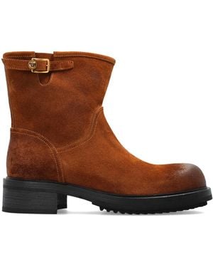 Versace Suede Ankle Boots - Brown