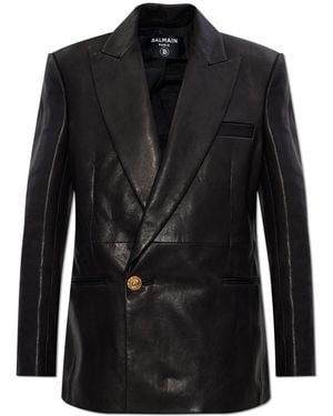 Balmain Leather Blazer - Black