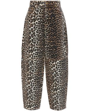 Ganni Jeans With Logo - Brown