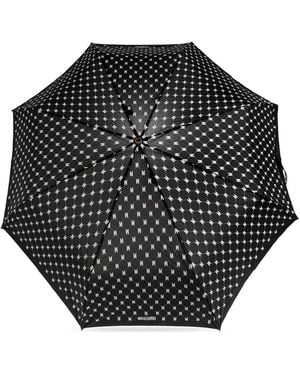 Moschino Foldable Umbrella With Monogram - Black