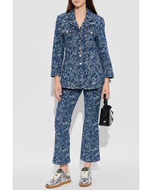 Ganni Jacquard Denim Blazer - Blue