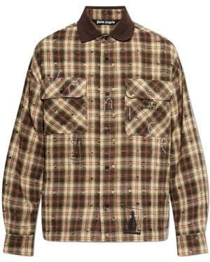 Palm Angels Checked Pattern Shirt - Brown