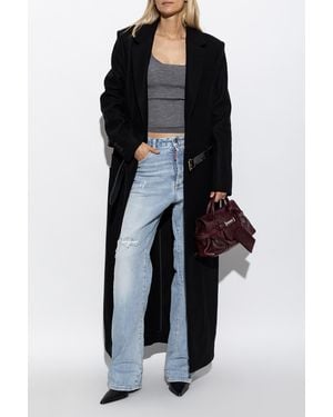 DSquared² Coat With Leather Belt - Black