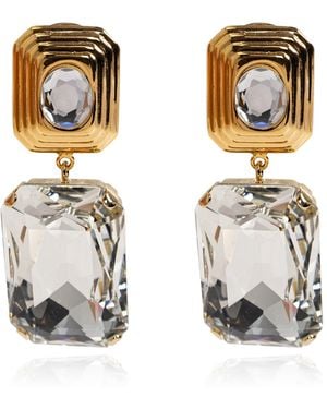 Alessandra Rich Clip-On Earrings With Crystals - Metallic