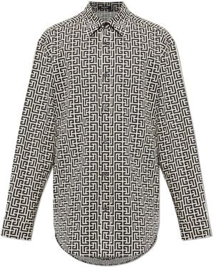 Balmain Shirt With Monogram - Grey