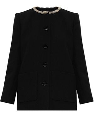Valentino Garavani Wool Blazer With Appliqués - Black