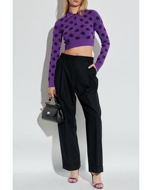 Dolce & Gabbana Cropped Polo With Long Sleeves - Blue