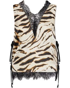 Ganni Top With Lace Inserts - Brown