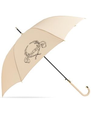 Moschino Parasol With Logo - Natural
