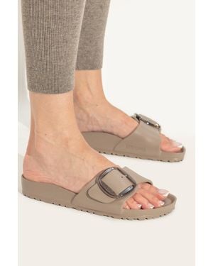 Birkenstock "Madrid Big Buckle Eva" Slides - Gray