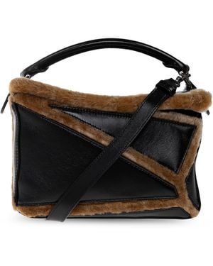 Loewe Leather Handbag 'Puzzle Aviator S' - Black