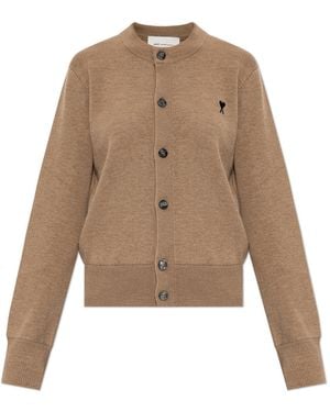 Ami Paris Wool Cardigan - Natural