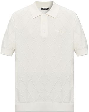 Balmain Polo With Embroidered Logo - White