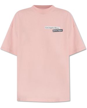 Palm Angels T-Shirt With Printed Logo - Pink