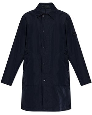 Stone Island Parka With Hood And Logo Patch - Blue