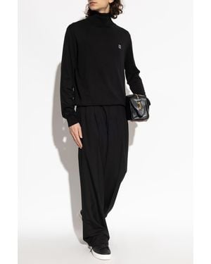 Balmain Turtleneck With Logo - Black