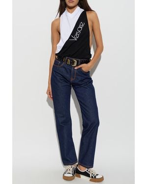 Versace Top With Embroidered Logo - Blue
