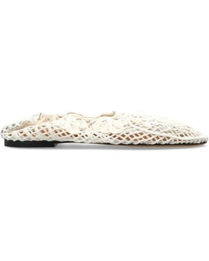 Odissi Crochet Ballet Flats - White