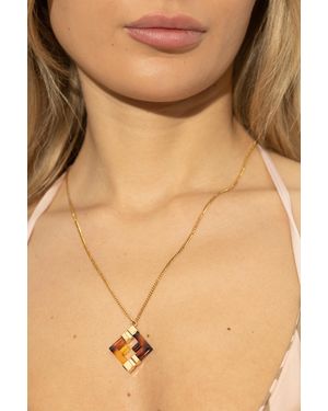 Fendi Necklace With A Logo-Shaped Pendant - Natural