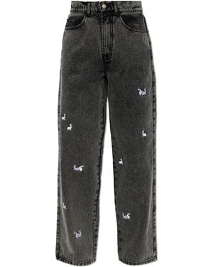 Carne Bollente Jeans With Embroidery - Black