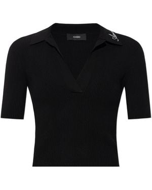 Amiri Polo With Embroidered Logo - Black