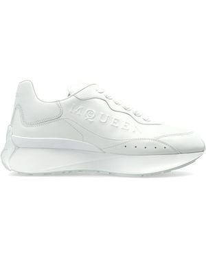 McQueen Leather Sports Shoes With Logo - White
