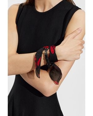 McQueen Silk Bracelet With Skull Motif - Black