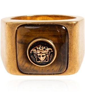 Versace Signet Ring With Medusa Head - Metallic