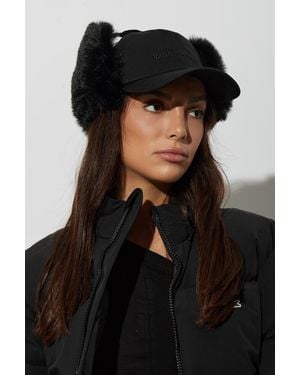 MISBHV Baseball Cap With Faux Fur Ear Flaps - Black